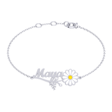Daisy Flower Name Bracelet