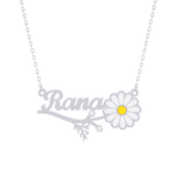 Daisy Flower Name Necklace