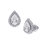 Pear Diamond Halo Studs