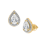 Pear Diamond Halo Studs