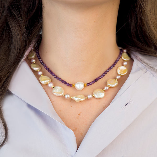 Freshwater Brut Pearls Gold 18K Necklace