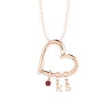 Love Heart Drop Initials Necklace