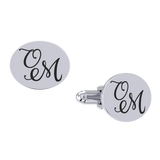 Oval Initials Engraved Cuff Links