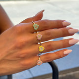 Heart Diamond Enamel Ring