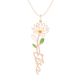 Birth Flower Name Enamel Necklace