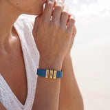 Aqua Blue Plates Leather Bracelet