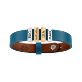 Aqua Blue Plates Leather Bracelet