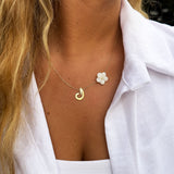 Arabic Initial Pearl Flower Necklace