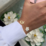 Arabic Initial Pearl Flower Bracelet