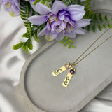 Flat Bar Birthstone Necklace