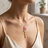 Birth Flower Name Enamel Necklace