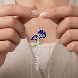 Birth Flower Name Enamel Necklace
