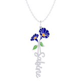 Birth Flower Name Enamel Necklace