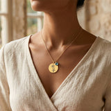 Birth Flower Round Pendant Necklace