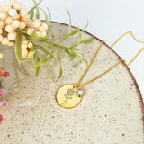Birth Flower Round Pendant Necklace