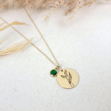 Birth Flower Round Pendant Necklace