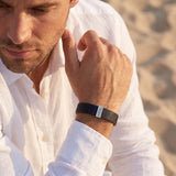 Black Leather Plates Bracelet