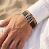 Black Plates Leather Bracelet