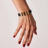 Black Plates Leather Bracelet