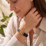 Black Leather Plates Bracelet