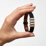 Black Leather Plates Bracelet