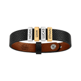 Black Plates Leather Bracelet