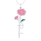 Birth Flower Name Enamel Necklace