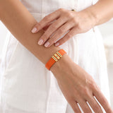 Coral Orange Leather Plates Bracelet