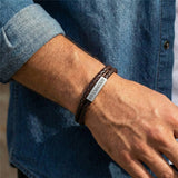 Cubic Bar Leather Bracelet