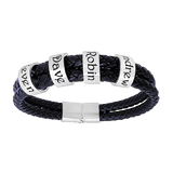 Custom Name Rings Double Leather Bracelet