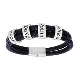 Custom Name Rings Double Leather Bracelet