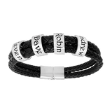 Custom Name Rings Double Leather Bracelet