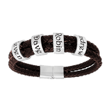 Custom Name Rings Double Leather Bracelet