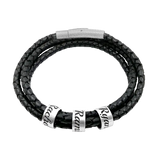 Custom Name Rings Triple Leather Bracelet