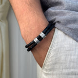 Custom Name Rings Double Leather Bracelet