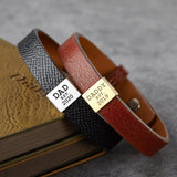 DAD est. Silver Leather Bracelet