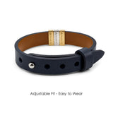 Dark Blue Plates Leather Bracelet