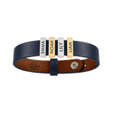 Dark Blue Plates Leather Bracelet