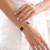 Dark Brown Leather Plates Bracelet