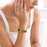Dark Brown Leather Plates Bracelet