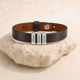 Dark Brown Leather Plates Bracelet