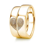 Matching Heart Fingerprint Couple Rings