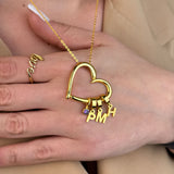 Love Heart Drop Initials Necklace