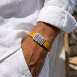 Mustard Yellow Plates Leather Bracelet