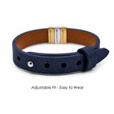 Navy Blue Leather Plates Bracelet