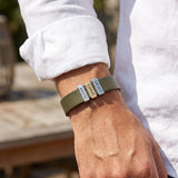 Olive Green Plates Leather Bracelet