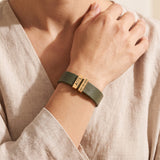 Olive Green Plates Leather Bracelet