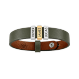 Olive Green Plates Leather Bracelet