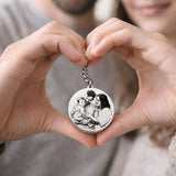 Round Photo Engraved Keychain