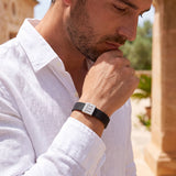 Square Plate Leather Bracelet